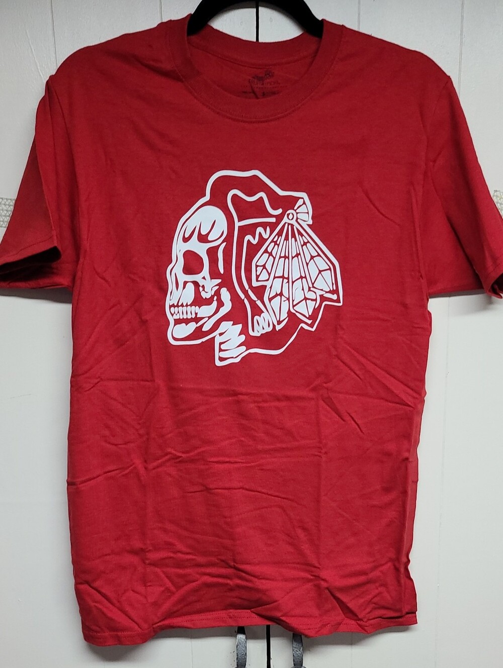 Chicago Blackhawks Skeleton Parody Tshirt screenprint NWT